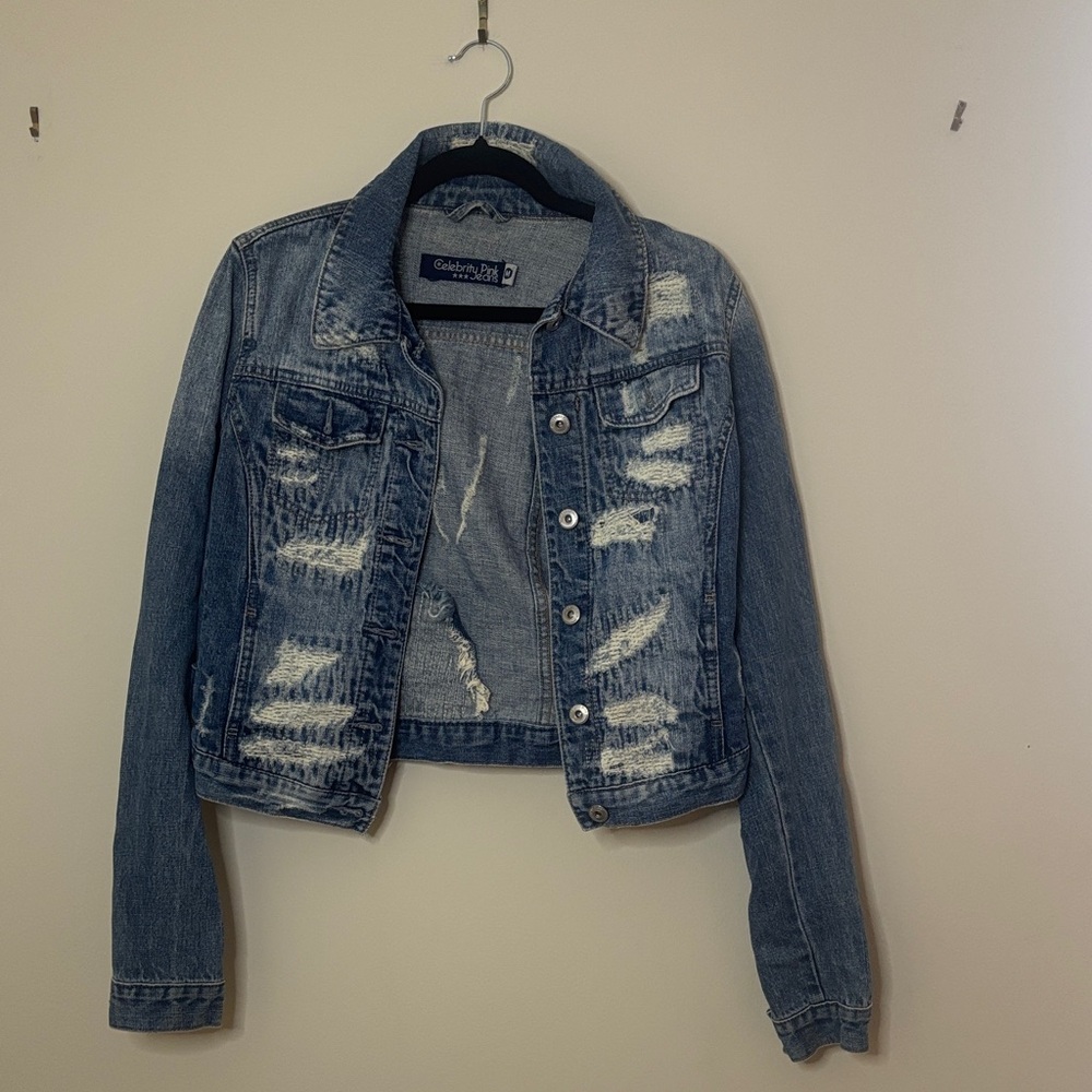 Celebrity Pink Ripped Blue Jean Jacket